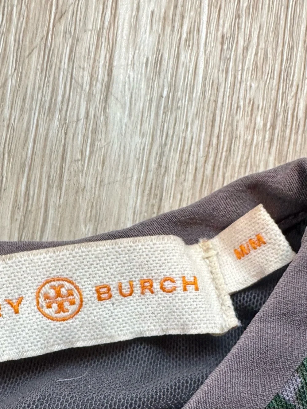 Tory Burch Gray and Green Geometric Cap-Sleeve Midi Dress